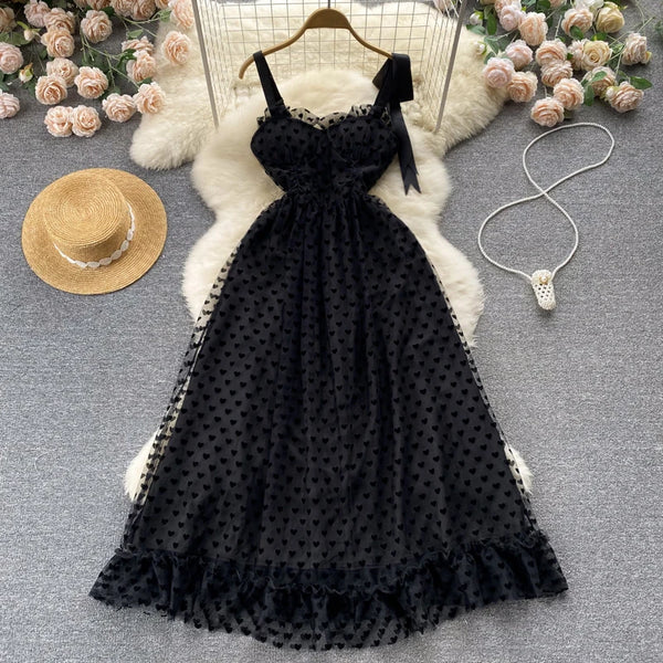 High Quality A Line Mesh Long Dress