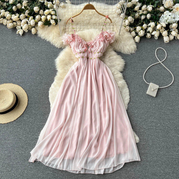 Sexy Ruffled Beach Dress – Floral, Backless, V-Neck & A-Line Summer Vacation Dress