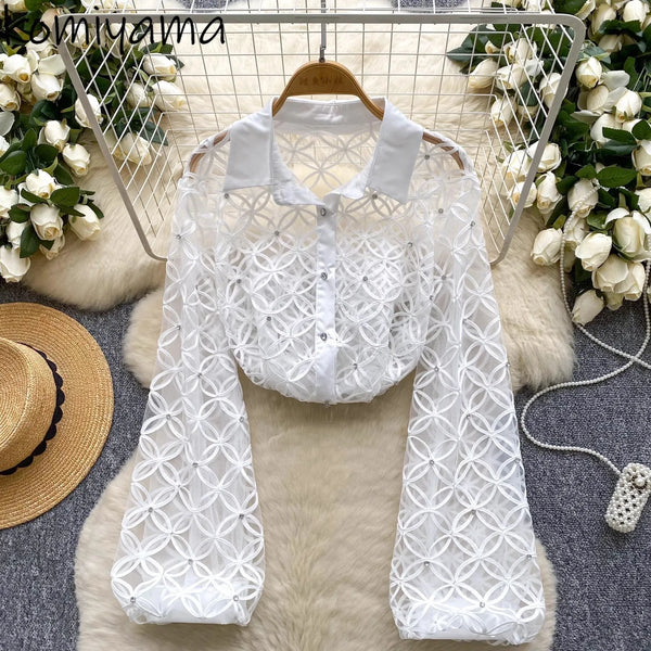 Embroidery Shirts & Blouses Diamonds Blusas